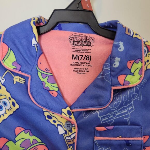 NEW w/ tags Spongebob 2 Pc Pajama Set Long Sleeve w/ Shorts Kids Med Soft Comfy - Picture 3 of 5